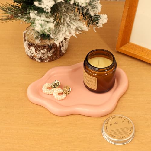 Image of CCINPPY Ceramic Jewelry Tray Trinket Dish, Decorative Cloud Vanity Key Tray for Women, Ring Holder Dish, Cute Jewelry Plate Bowl Room Decor Aesthetic, Pink, Medium