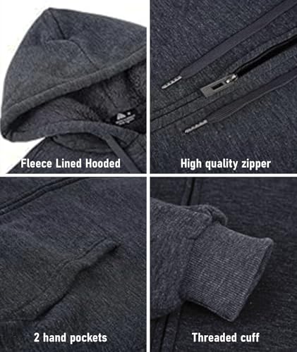 Image of SCODI Hoodies for Men Heavyweight Fleece Sweatshirt - Full Zip Up Thick Sherpa Lined Hooded Sweatshirts