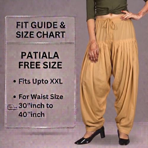 Image of FASHION GALLERY Women's Rayon Relaxed Fit Patiala Salwar with Full Length Drawstring Closure Type and Flexible Waist | Patiala Pant for Woman Free Size Fit Upto XXL
