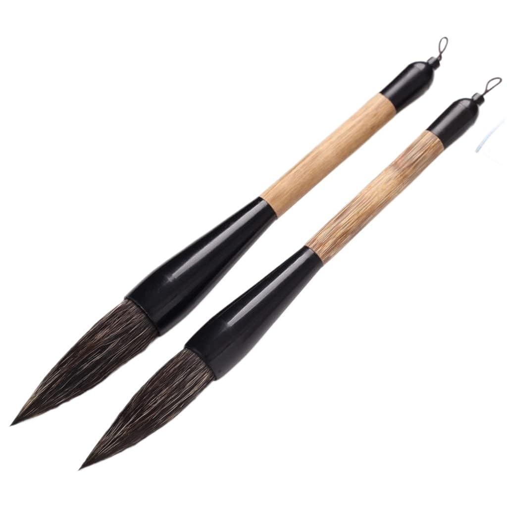 Chinese Calligraphy Drawing Brush, 2 Pcs Chinese Painting Calligraphy Brush Set Stone Badger Hair Multiple Sizes