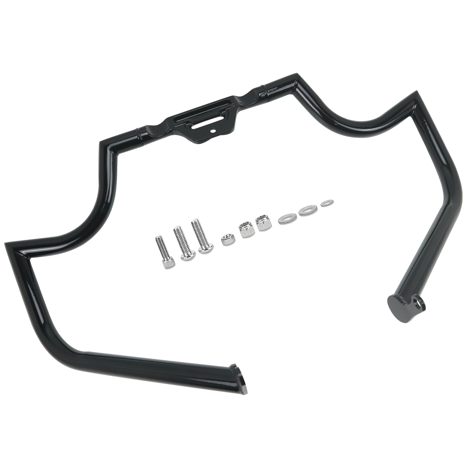 Mustache Engine Guard Front Highway Crash Bar for Harley 2018-UP Softail Street Bob Low Rider Heritage Fat Bob Fat Boy Breakout Models (Gloss Black Style2)