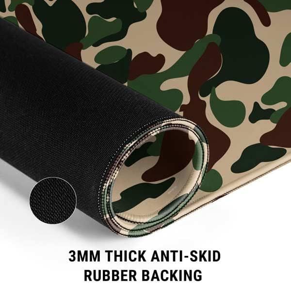 Vista 116 de Skinit Alfombrilla de mouse grande para juegos, diseño de camuflaje de dientes de tiburón con bordes cosidos, impermeable, base de goma