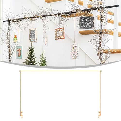 Over The Table Rod Stand with Clamps, Metal Over Table Hanging Rail for Decorations, Adjustable 16.5"-48" Tall, 31"-98" Length, Metal Balloon Arch Hanging Rail for Birthday, Wedding, Party Decor