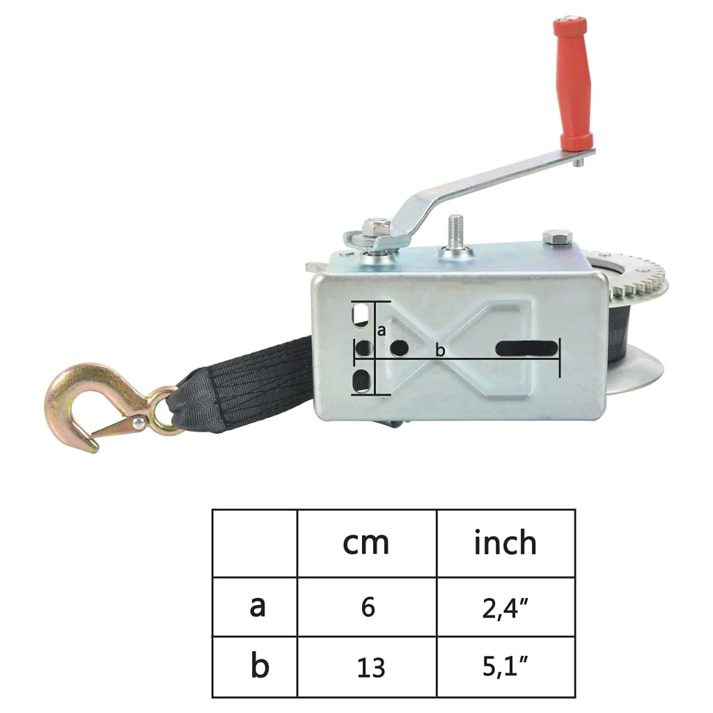 Cabrestante manual con correa de 1587 kg, 8 m de cinta de poliéster, 46 mm de ancho, manivela de 2 vías, ideal para tirar de barcos, remolques, todoterrenos y talleres