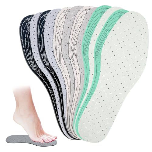 Image of 6 Pairs Unisex Breathable Shoe Insoles Inserts Double Layer Latex Foam Perforated Insole Cushioning Walking Comfort Replaceable Insoles for Men 5-11 Woman 2-8(Black,White,Green)