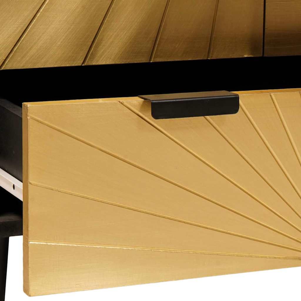 vidaXL Armario Auxiliar con cajón Negro y Dorado 60 x 33,5 x 100 cm, Elegante gabinete de Madera de Mango, solución Moderna Rectangular, Unidad compacta para Decorar y organizar en tu hogar