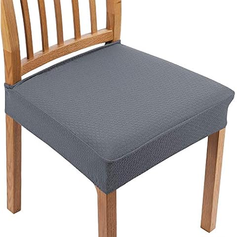 smiry Dining Chair Seat Covers, Jacquard Dining Chair Seat Protectors, Set of 4, Grey Cover