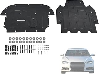 Engine Case Guard Splash Shield Fit for Audi A6 / S6 2012-2018 Front & Rear Lower Engine Mud Flap Cover Plastic PVC Chassis Protection Plate,Direct Installation NO Drilling
