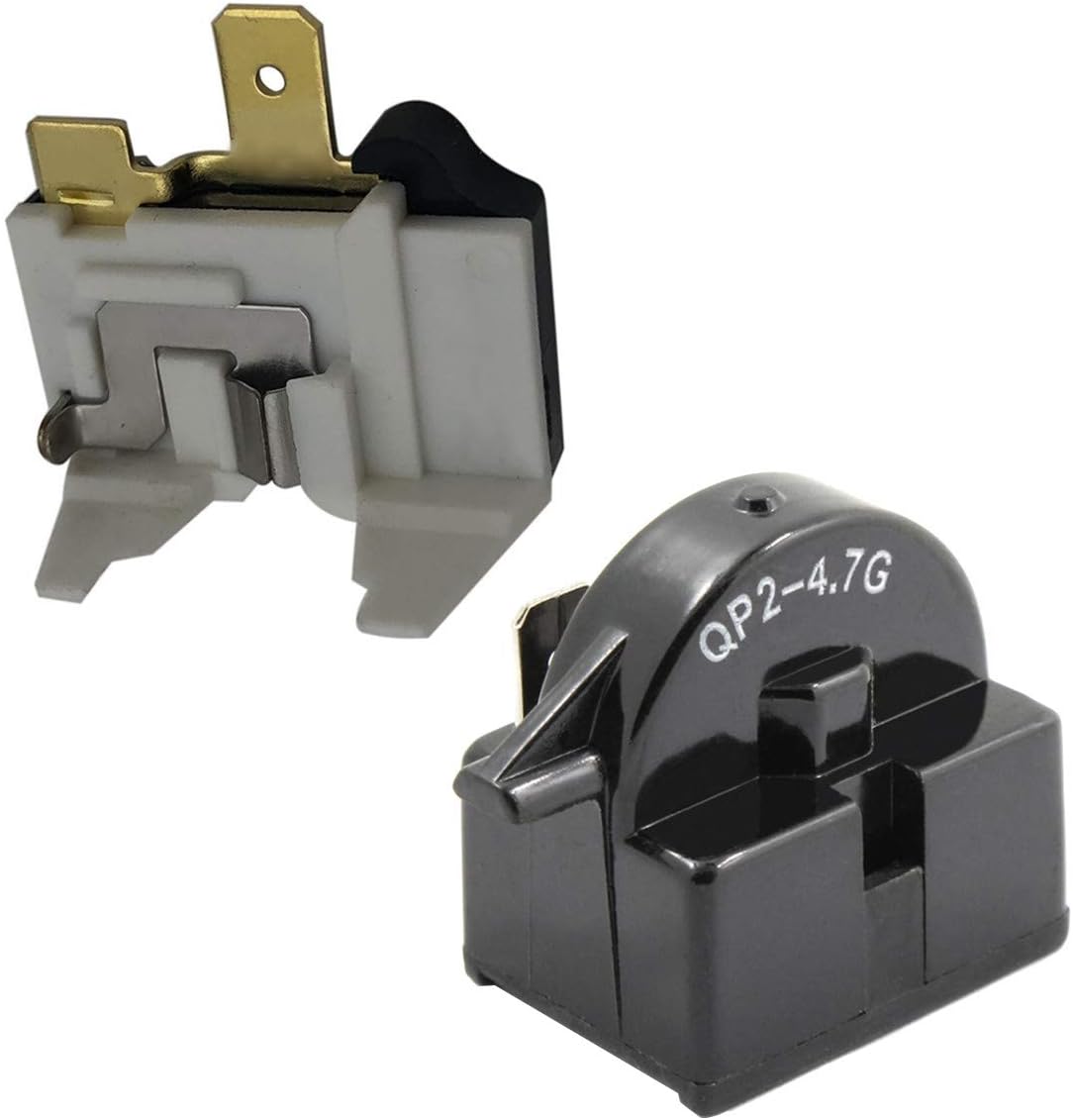 1 PCS QP2-4.7 Start Relay 1 Pin with Refrigerator Overload Protector Fit For LG Kenmore Vissani Danby Compressor Replaces QP2-4.7 4.7 Ohm PTC Starter 6750C-0005P