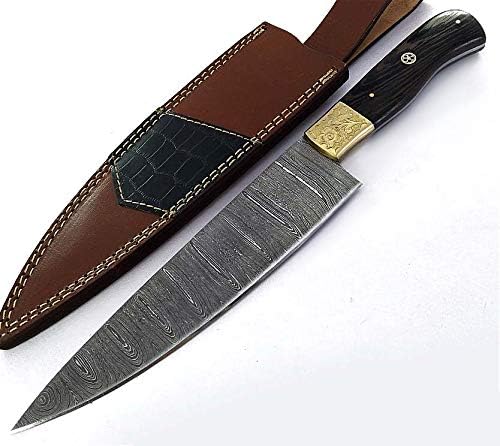 Chef knife kitchen knife handmade Damascus steel blade overall length 32.00 cm.Blade length 20.00 cm 2172