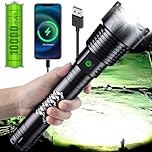 Weoxi Super Bright LED Flashlight, 1000000 High Lumen Rechargeable Flashlights with Long Handle, 10000mAh Battery, Zoomable 5 Modes for Outdoor Camping, Emergencies, XHP160-L