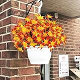 unlemoni 12 Pcs Artificial Fall Flowers for Outdoors, UV Resistant Plastic Silk Fake Orange Flowers Autumn Plants for Indoor Outside Garden Porch Window Box Pot Wedding Entryway Decor - Image 7