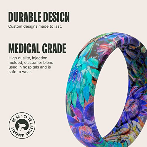 Groove Life Aspire Twilight Blossom Silicone Ring Breathable Rubber Wedding Rings For Women, Lifetime Coverage, Unique Design, Comfort Fit Ring - Size 6 #TOP1