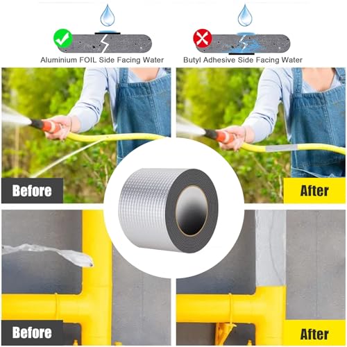 Image of Butyl Tape, Waterproof RV Sealant Tape Butyl Rubber UV-Resistant Roofing Tape for Camper Marine Boat Truck Window Glass Roof Leak Patching Pipe Sealing (33ft x 4in)
