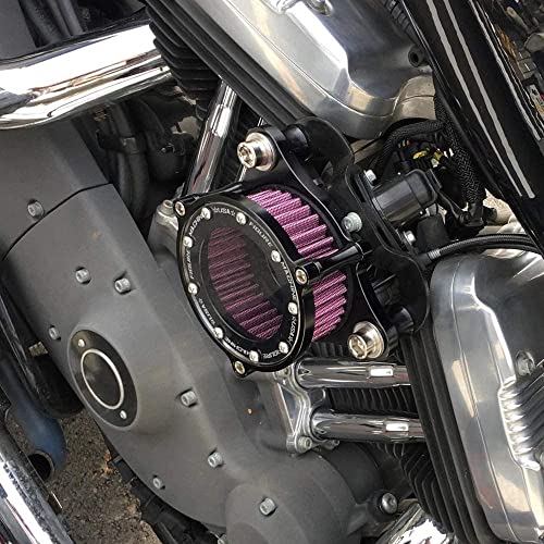 Wanlian Sales Motorcycle Powersports Air Filters,Air Cleaner Intake Filter System Kit For Harley Davidson Sportster 883 1200,Billet Aluminum Cnc Machined Washable(Transparent-Black) #TOP5