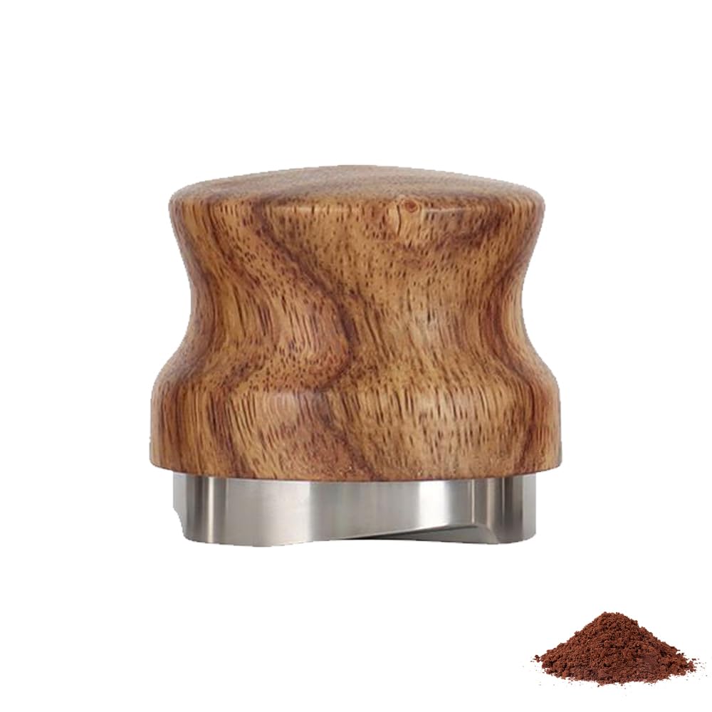 FUYTERY 2 in 1 Espresso Tamper Coffee Distributor,Dual Head Coffee Leveler Fits,Wood Professional Adjustable Depth Espresso Hand Tamper