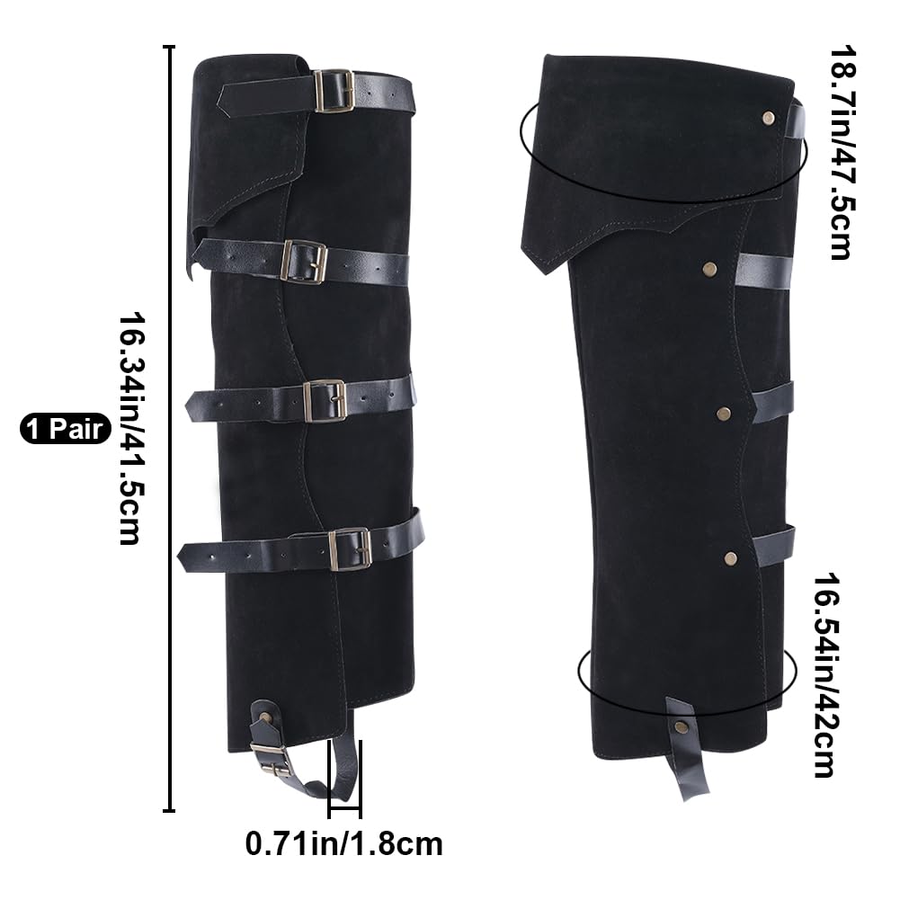 GORGECRAFT 2pz Copristivali Medievali Protezioni per Gambe In Velluto In Ecopelle con Cinturini con Fibbia Stivali Da Pirata Rinascimentali Neri Scaldamuscoli Avvolge Top per Stivali Halloween Cosplay