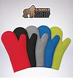 Gorilla Grip Premium Silicone Non Slip Oven Mitt Set, Soft Flexible Oven Gloves, Professional Heat Resistant Kitchen Cooking Mitts, Protect Hands from Hot Surfaces, Cherry, Set of Oven Mitts