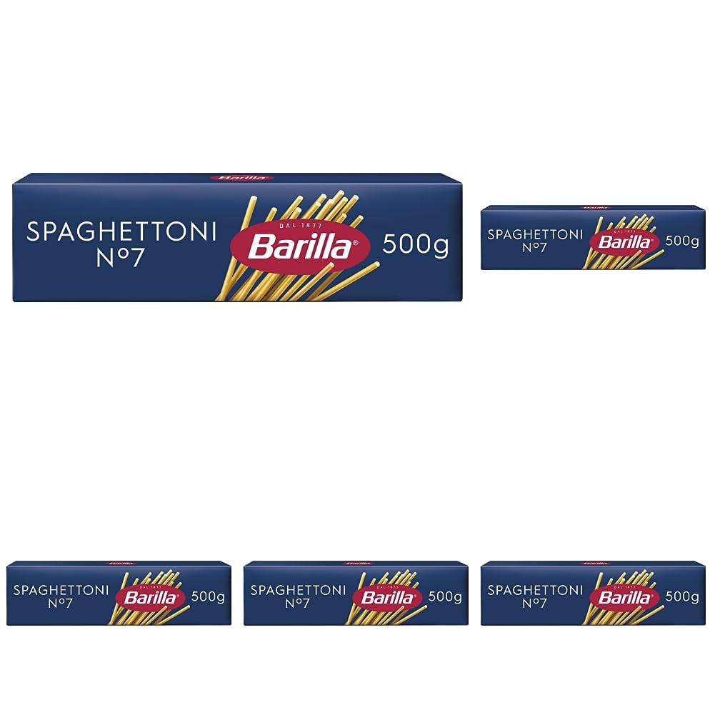 Barilla Pasta Klassische Spaghettoni n.7 aus Hartweizen immer al dente, (1 x 500 g) (Packung mit 5)