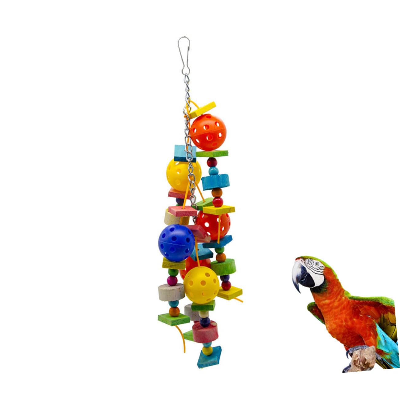 FRCOLOR 3piezas Juguete Colgante para Pájaros Juguete Educativo De Madera y Plástico Bloques y Esferas Huecas para Periquitos y para Entretenimiento y Ejercicio