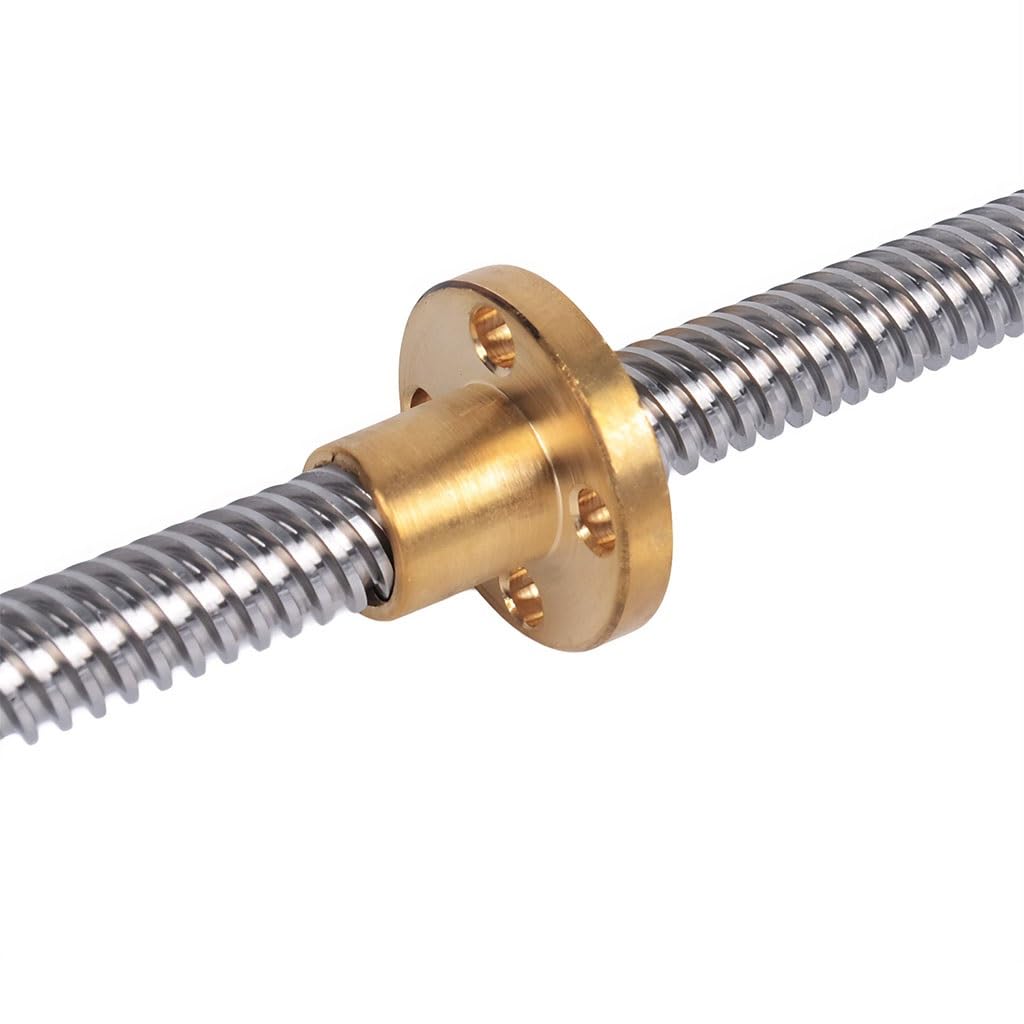 Printer Lead Screw,T10 3D, Length 100mm-1000mm 2mm Stainless Steel Trapezoidal Spindle and Copper Nut, 1pcs(850mm)(400mm)