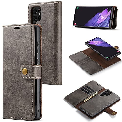 Étui magnétique en cuir gris pour Samsung Note 20 S22 au quotidien