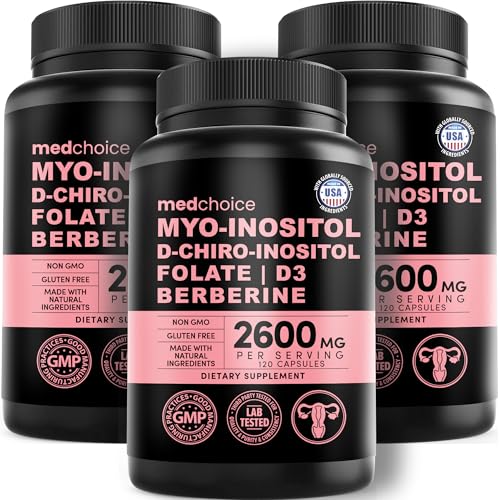 14-in-1 Inositol Supplement & Hormone Support for Women - 40:1 Myo-inositol & D-Chiro Inositol Ovarian Support Capsules for Hormone Balance with Folate, Vitamin D and B12 (120 count) (Pack of 3)
