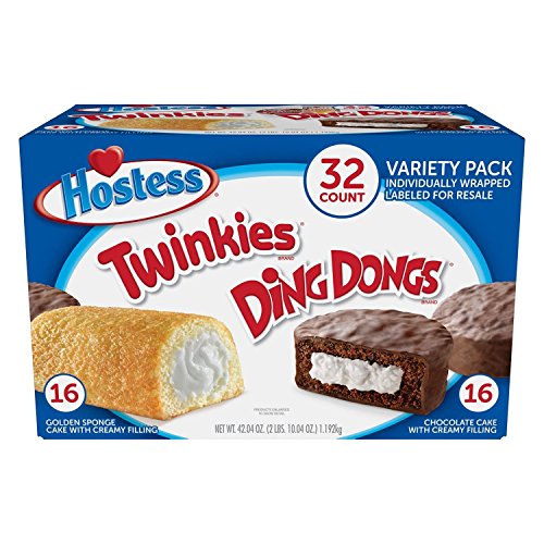 Hostess Twinkies & Cupcakes (16 Twinkies & 16 Cupcakes), Individually Wrapped, 32 Total