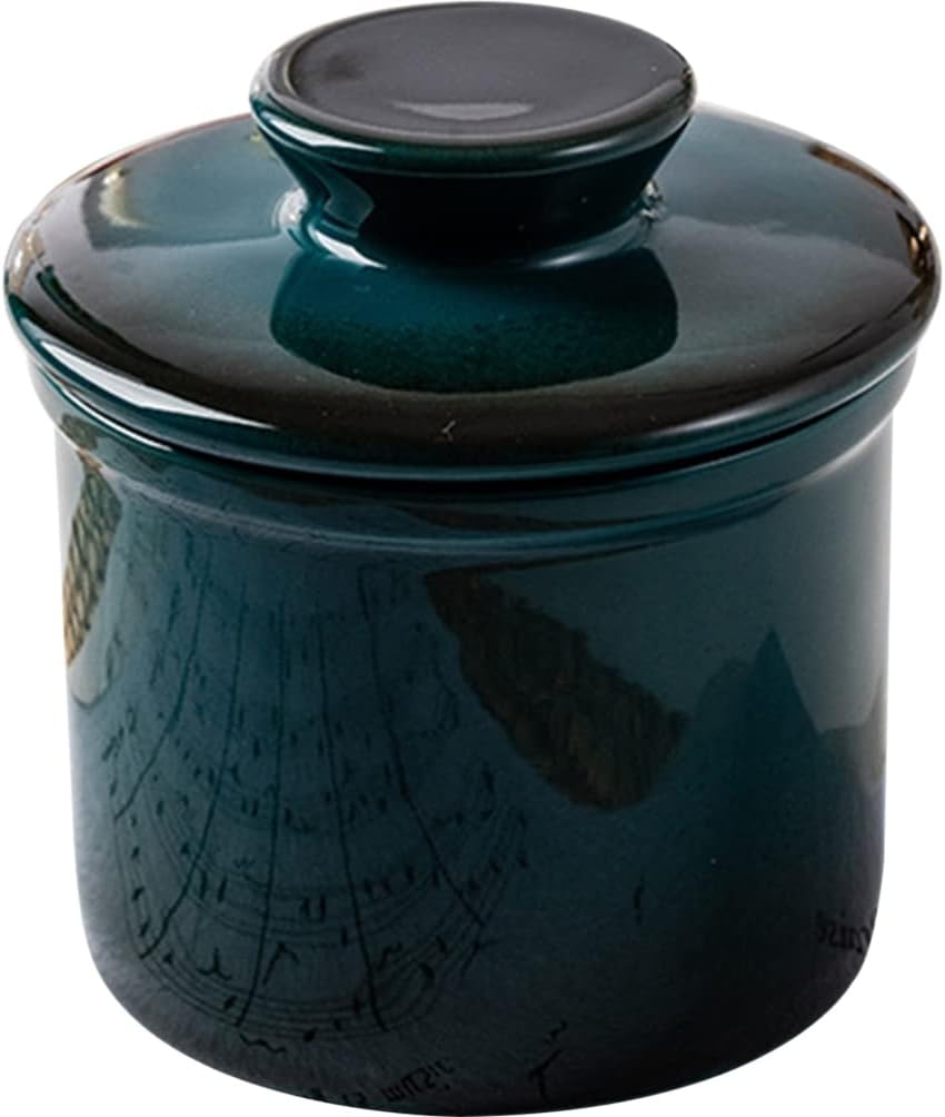 BESTonZON Keramik Buttertopf Französische Butterdose mit Deckel Vintage