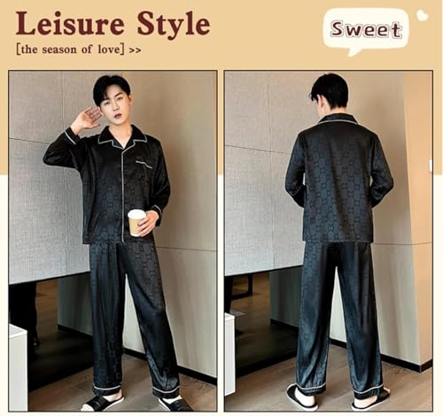 Men's 3-Pcs Pajamas Set Extra Plus Size Satin Pjs Set Men's Short-Sleeved Shorts Loungewear 50-150KG4