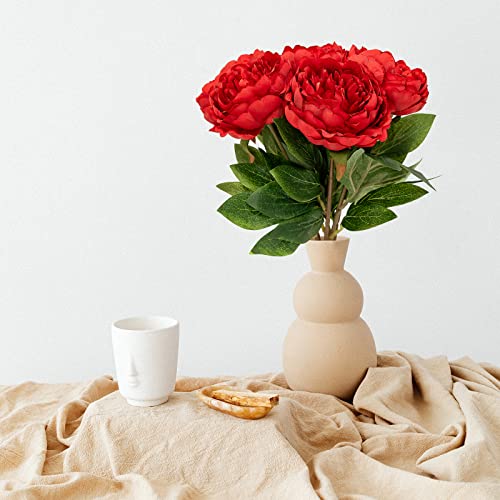 Softflame Artificial/Fake/Faux Flowers - Peony Red 6Pcs For Wedding, Home, Party, Restaurant (850909) #TOP3