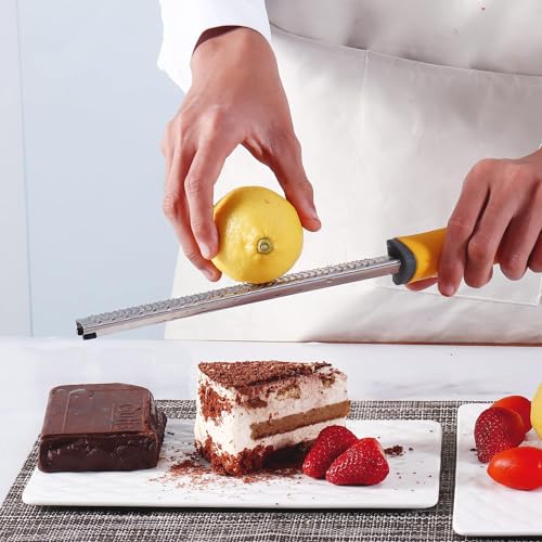 Image of Baskety Stainless Steel Zester Grater Handheld for Lemon, Cheese, Ginger, Garlic, Vegetables & Fruits - 1 Piece (Yellow)