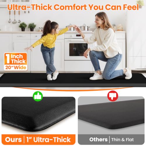 Image of 1-Inch Thick Anti-Fatigue Mat for Kitchen and Standing Desk,20 inchx94.5 inch,Black