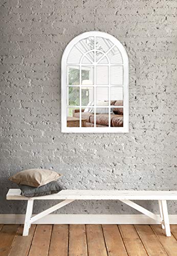 Mcs Countryside Arched Windowpane Wall, White, 24X36 Inch Overall Size Mirror, #TOP2