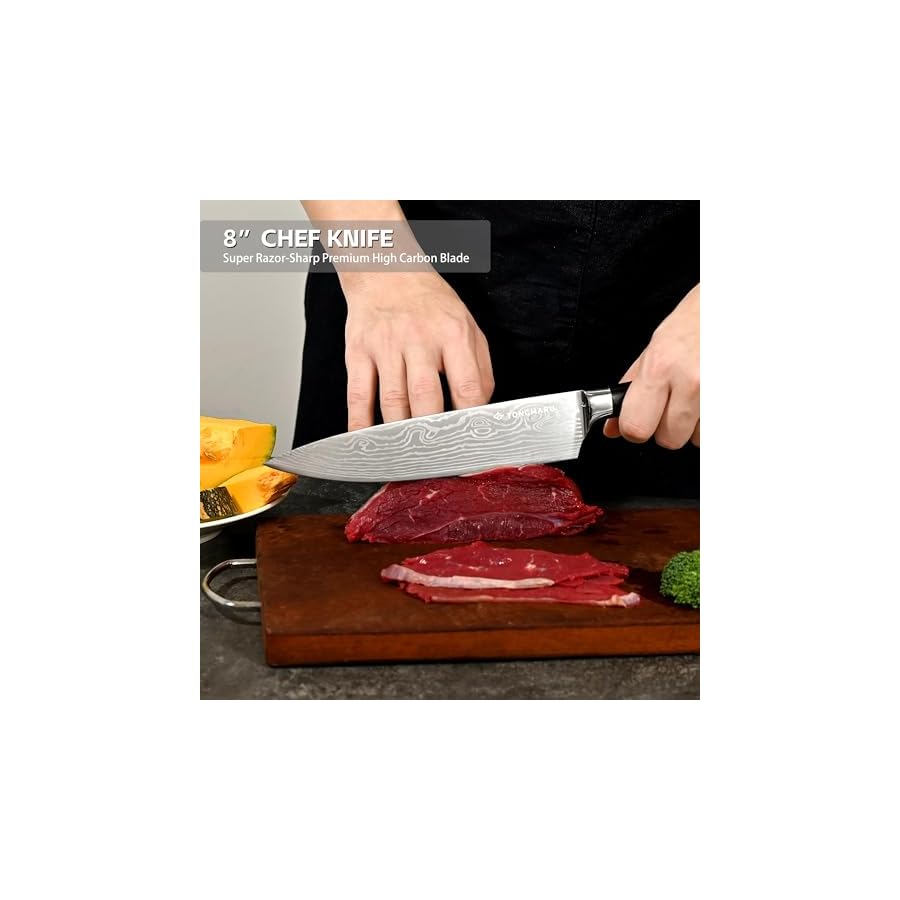 Professional Kitchen Chef Knife sets, Razor Sharp Premium High Carbon German Steel 3 pcs Knife Set, Ergonomic Forged Pakkawood Handle, Chef, Santoku & Utility Knife, With Premium Gift Box, for Family