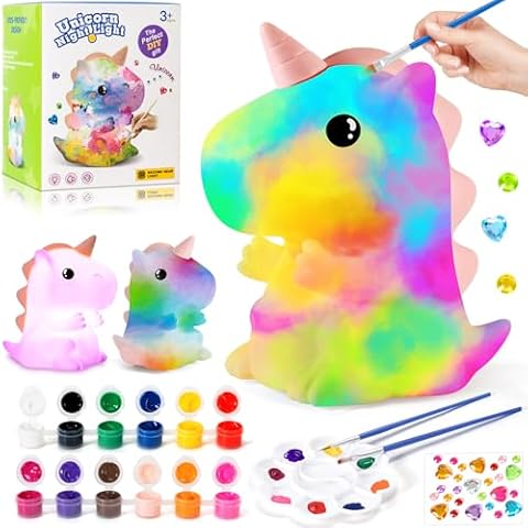 Toylink Art and Crafts Painting Kit Unicorn Toys for Kids, Paint Your Own Unicorn Lamp with 2 Light-Up Modes, Birthday Gifts for Kids Ages 4-8, 8-12, Unicorn Gifts for Girls Age 4-6, 6-8 Cover