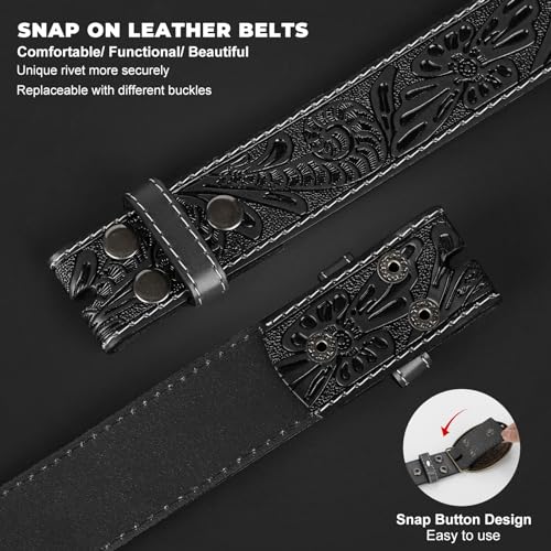 Image of BELTROAD Western Leather Belt Strap for Men Women Cowboy Cowgirl Leather Mens Belts for Jeans Birthday Christmas Belt Gifts