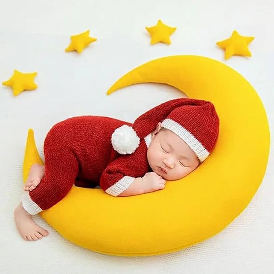 Amazon.co.jp: 寝相アート 月齢フォト 小物 三日月型 枕 星と月