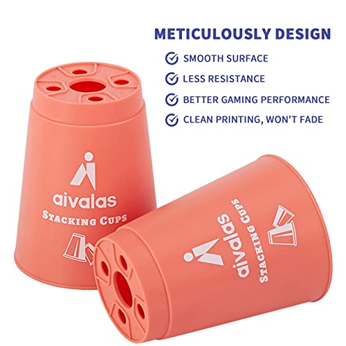 Aivalas Sport Stacking Cups Set, 12Pcs Quick Stack Cups Training Games Challenge Competition For Kids Adults Travel Party Games(Orange) #TOP2