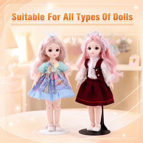 Image of Yaocom 6 Pcs Adjustable Doll Stands for 12 Inch to 18 Inch Dolls Display Stand with Expandable Waist Wire Action Figure Display (Black and White)