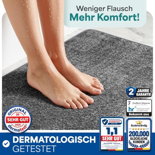 Bodenständig® Badematte rutschfest waschbar - Badvorleger Dunkelgrau – Ansicht 4