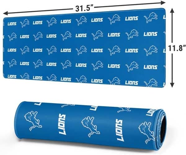 Vista 24 de Skinit Alfombrilla de mouse pequeña para juegos, diseño desgastado con licencia oficial de Detroit Lions con bordes cosidos, impermeable, base