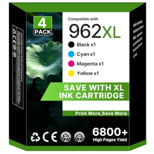 Image of 962 962Xl Ink Cartridges Combo Pack Compatible with HP 962Xl 962 Ink 4 Pack | For HP 962Xl Ink Cartridges Combo Pack for HP Ink 9010 9015 962 962 XL Use with Officejet Pro 9010 9015 9018 9020 9025