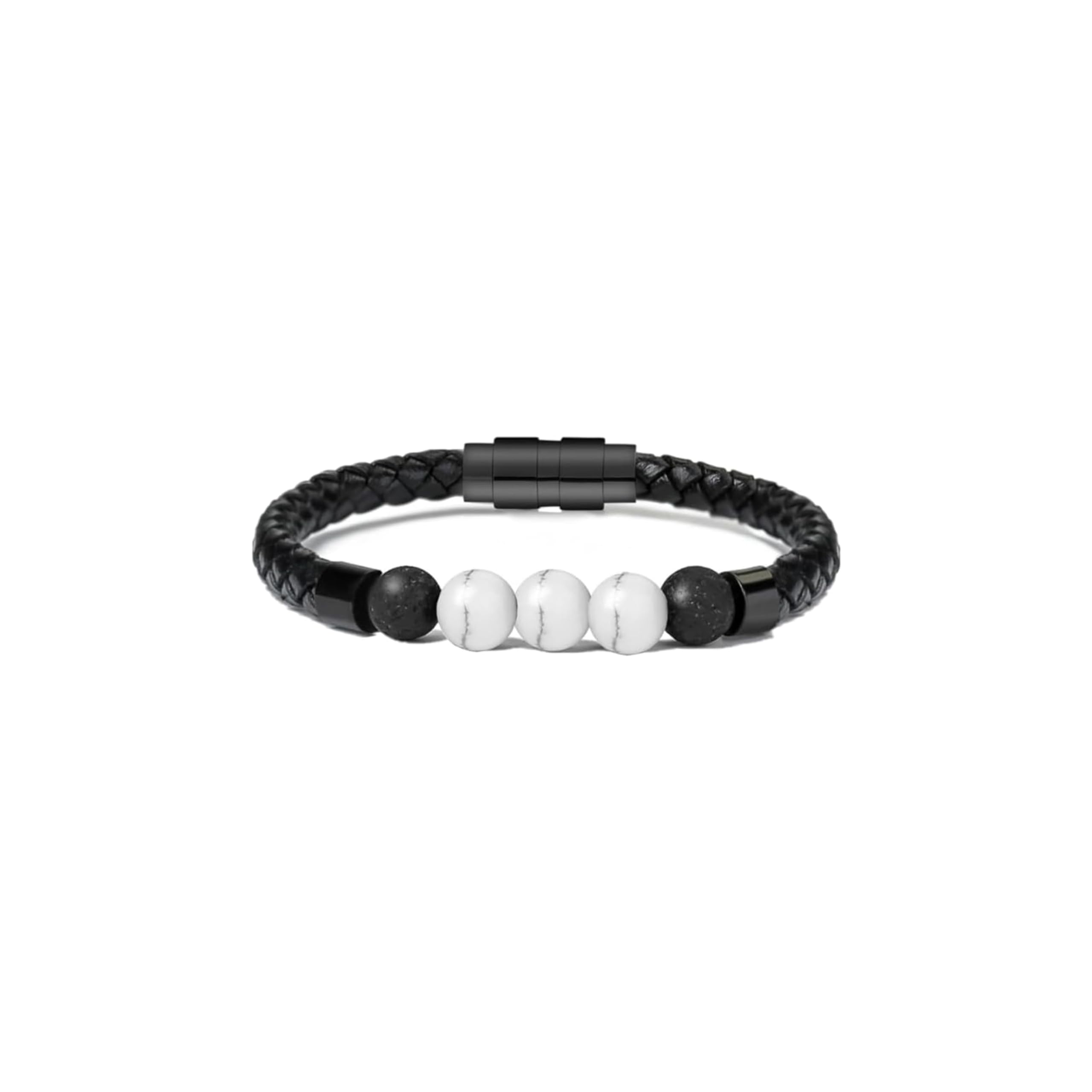 Leather Cremation Memorial Urn Bracelet Lava Stone 316L Stainless Steel Cremation Bangle Keepsake Urn Bracelet for Ashes