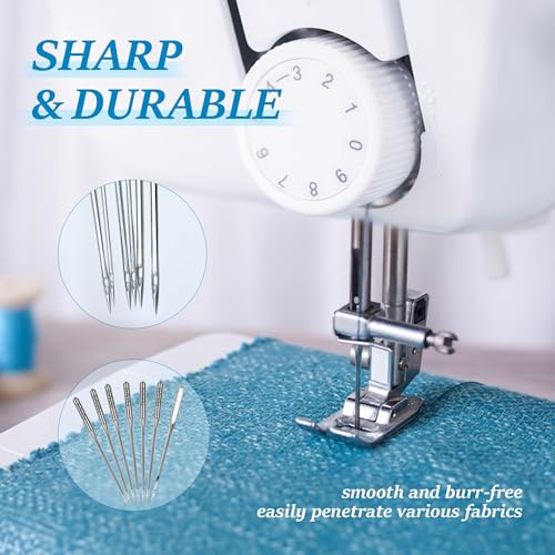 Juxiamal 80 PCS Universal Sewing Machine Needles 6 Sizes 65/9 75/11 80/12 90/14 100/16 110/18 Compatible with Singer Brother Heavy Duty Sewing Needles for Leather Embroidery Jeans