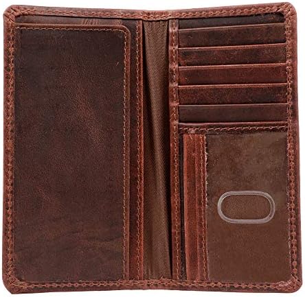 RAW HYD Leather Long Wallets for Men – RFID Blocking Mens Long Wallet – Full Grain Leather Mens Checkbook Wallet –Brown Western Wallets for Men – Durable Mens Wallets Bifold Leather Construction
