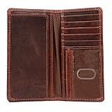 Leather Long Wallet for Men - Brown Bifold Rodeo Wallet & Checkbook Cover