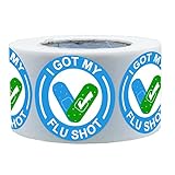 I Got My Flu Shot Stickers Waterproof Vaccine Stickers,1.5 Inch Blue Flu Season Sticker (500 Labels)