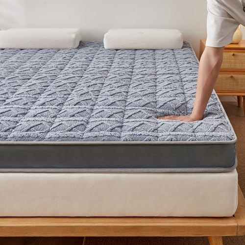Colchón Japonés De Suelo, Futón Plegable Afelpado De Tamaño Matrimonial, Colchoneta Tatami Gruesa, Suave Y Mullida Para Vehículos Recreativos, Habitaciones De Invitados Y Dormitorios(Blue,120x200cm)