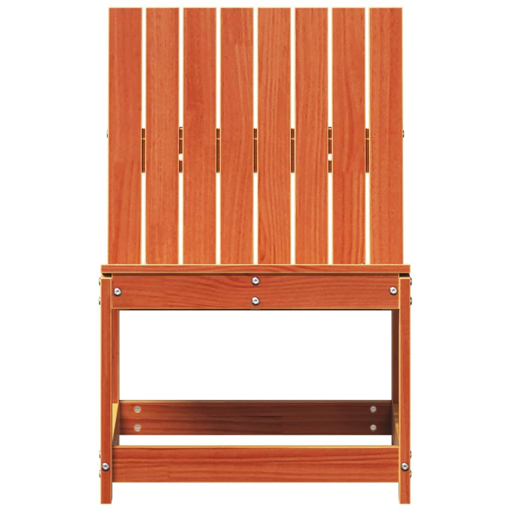 Silla de jardín marrón cera, 50,5 x 55 x 77 cm, madera maciza de pino, robusta pieza de mobiliario para exterior para patio y jardín, cómodo asiento para terraza